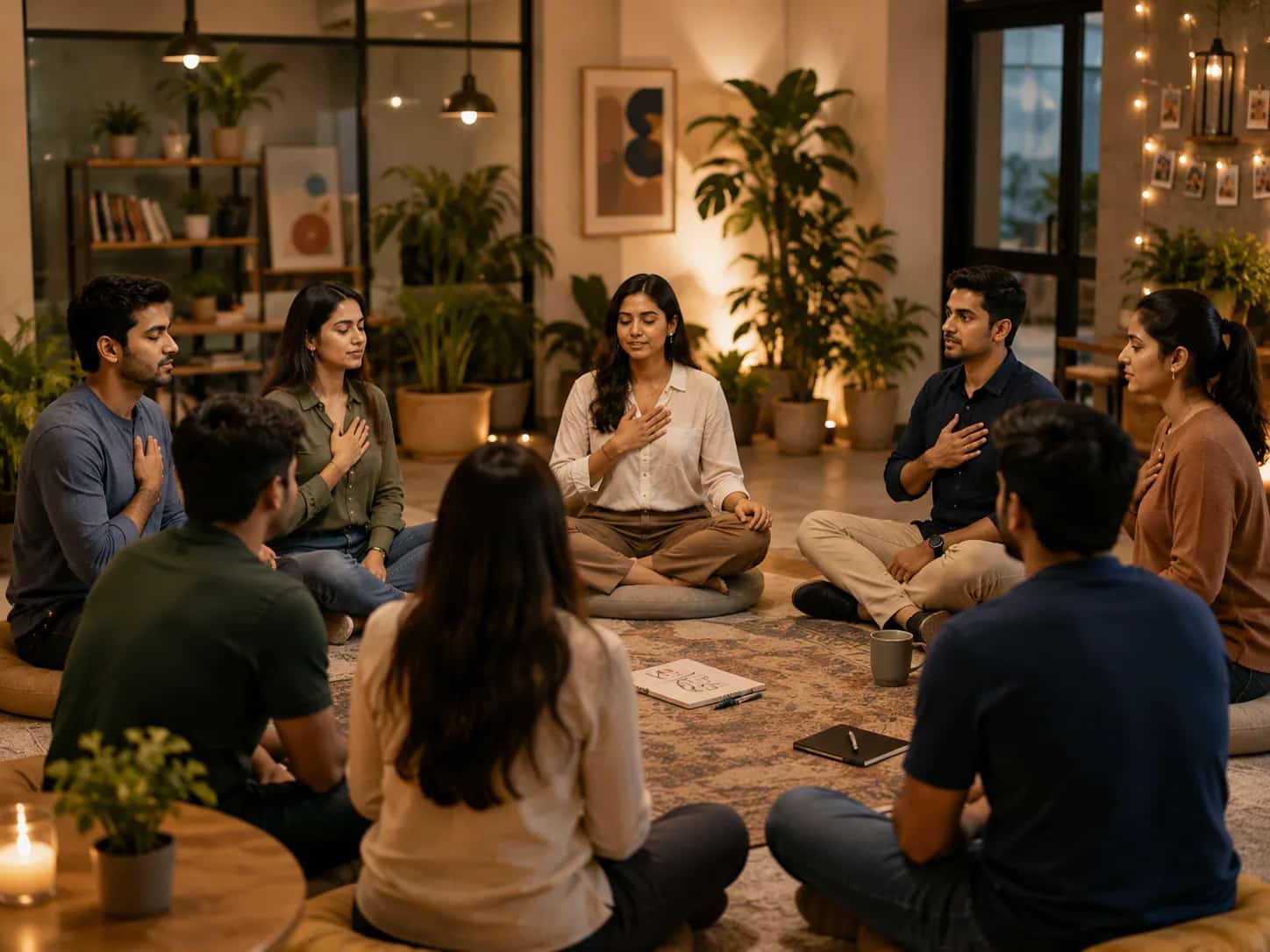 A circle of members mid-conversation